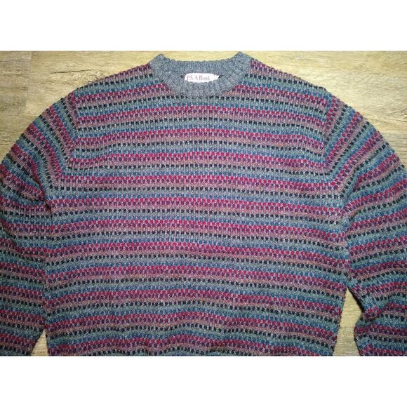 Vintage Jos A Bank Sweater Scottish Wool Shetland Nordic Isle 80s XL VTG - Picture 2 of 4